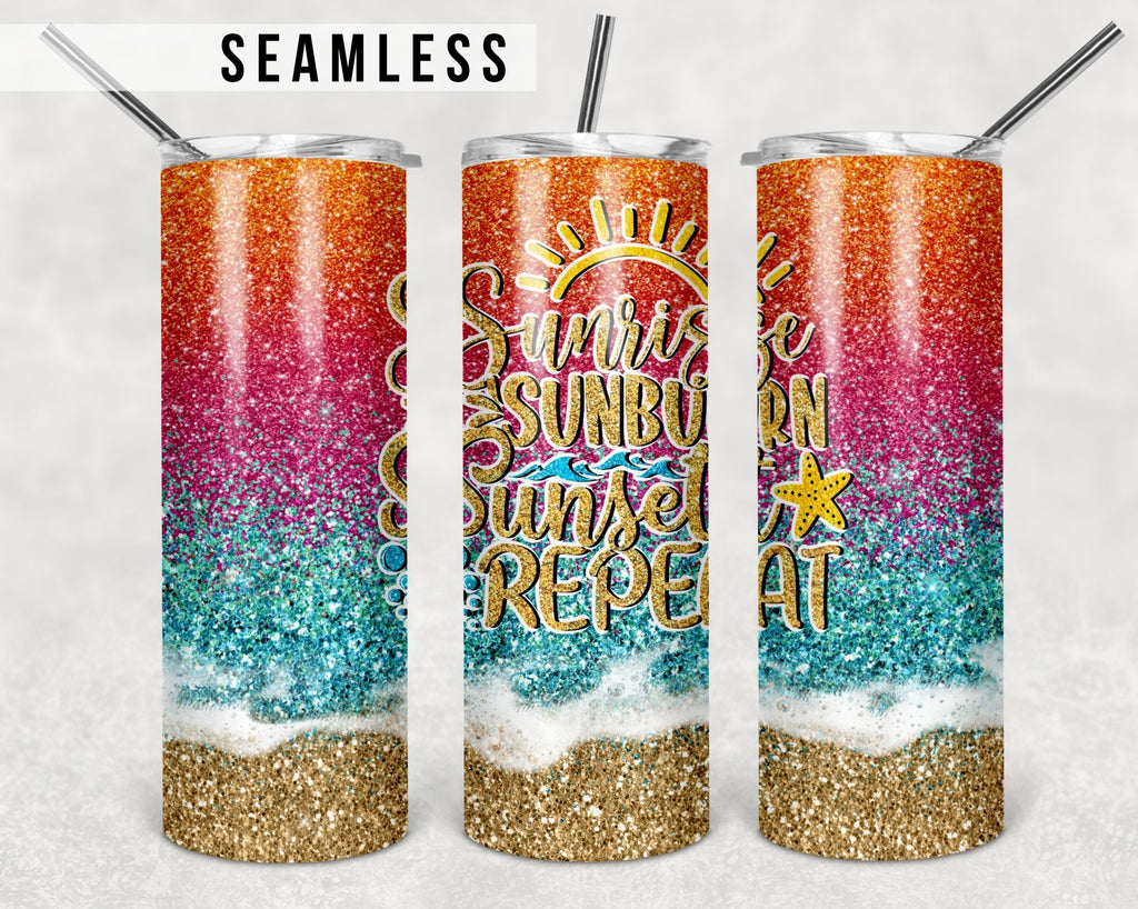 Sunrise, Sunburn, Sunset, Repeat, 20oz Skinny Tumbler, Sublimation ...