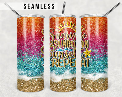 Sunrise, Sunburn, Sunset, Repeat, 20oz Skinny Tumbler, Sublimation Designs for Straight/Tapered Tumbler PNG File Digital Download Sublimation TumblersByPhill 