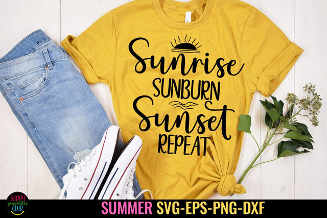Sunrise Sunburn Sunset Repeat SVG I Beach SVG I Summer SVG SVG Happy Printables Club 