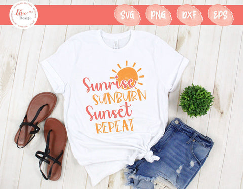 Sunrise Sunburn Sunset Repeat - SVG, PNG, DXF, EPS SVG Elsie Loves Design 