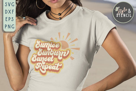 Sunrise Sunburn Sunset Repeat SVG | Summer SVG SVG Style and Stencil 