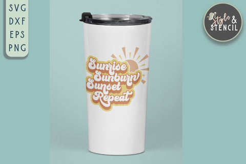 Sunrise Sunburn Sunset Repeat SVG | Summer SVG SVG Style and Stencil 