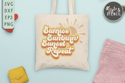 Sunrise Sunburn Sunset Repeat SVG | Summer SVG SVG Style and Stencil 