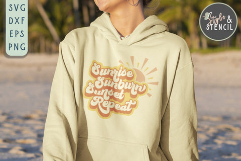 Sunrise Sunburn Sunset Repeat SVG | Summer SVG SVG Style and Stencil 