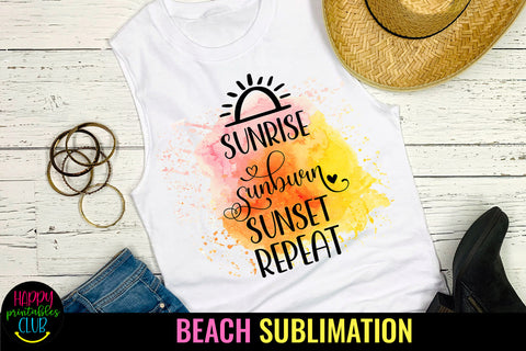 Sunrise Sunburn Sunset Sublimation I Summer Sublimation PNG Sublimation Happy Printables Club 