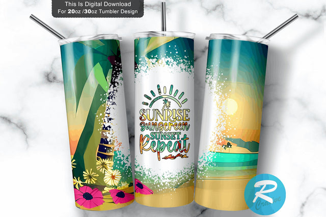 Sunrise sunscreen sunset repeat 20 oz / 30 oz Tumbler PNG Sublimation Regulrcrative 