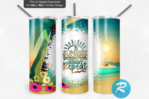 Sunrise sunscreen sunset repeat 20 oz / 30 oz Tumbler PNG Sublimation Regulrcrative 