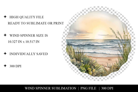 Sunset At The Beach Wind Spinner Sublimation PNG Sublimation BijouBay 