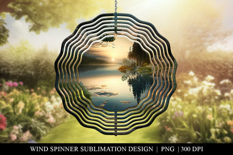 Sunset at the Lake Wind Spinner PNG Design for Sublimation Sublimation BijouBay 