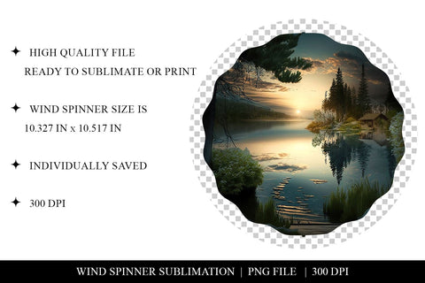 Sunset at the Lake Wind Spinner PNG Design for Sublimation Sublimation BijouBay 