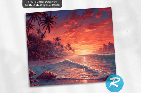 Sunset Beach 20 Oz / 30 Oz Tumbler PNG Sublimation Regulrcrative 