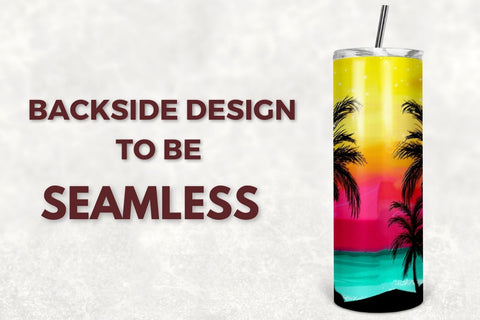 Sunset Beach 20oz Skinny Tumbler Sublimation Designs, Seamless Tapered & Straight Template Digital Download PNG Sublimation TumblersByPhill 