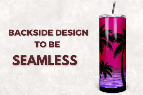 Sunset Beach 20oz Skinny Tumbler Sublimation Designs, Seamless Tapered & Straight Template Digital Download PNG Sublimation TumblersByPhill 