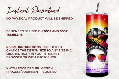 Sunset Beach 20oz Skinny Tumbler, Tumbler Sublimation Design for Straight & Tapered Tumbler PNG File Digital Download Sublimation TumblersByPhill 