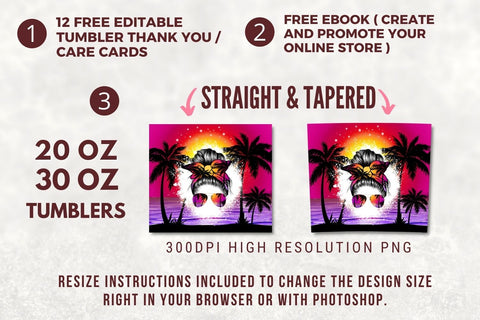 Sunset Beach 20oz Skinny Tumbler, Tumbler Sublimation Design for Straight & Tapered Tumbler PNG File Digital Download Sublimation TumblersByPhill 