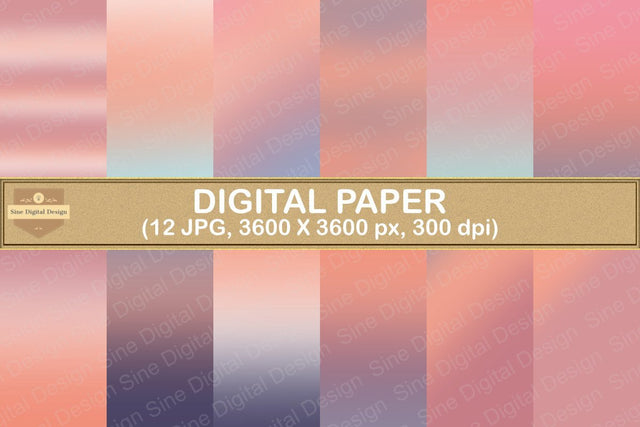 Sunset Gradient Digital Papers Backgrounds Digital Pattern SineDigitalDesign 
