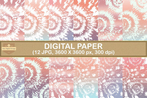 Sunset Gradient Tie Dye Texture Digital Papers Backgrounds Digital Pattern SineDigitalDesign 