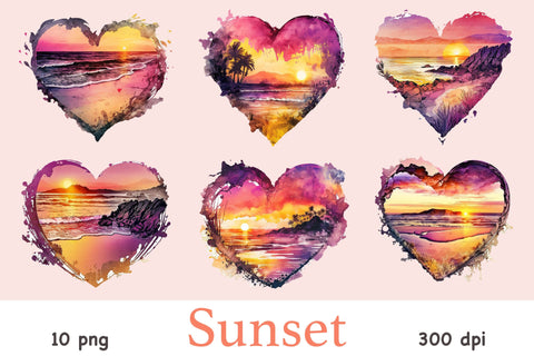 Sunset Landscape Clipart | Watercolor Beach Sublimation SVG GlamArtZhanna 