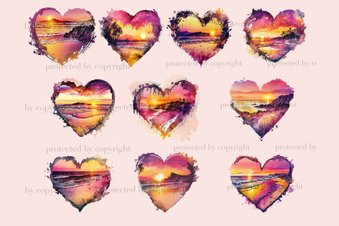 Sunset Landscape Clipart | Watercolor Beach Sublimation SVG GlamArtZhanna 