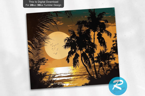 Sunset On Beach 20 oz / 30 oz Tumbler PNG Sublimation Regulrcrative 