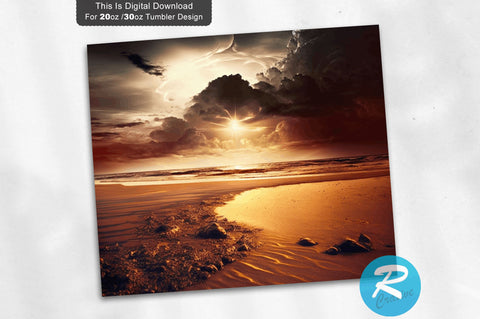 Sunset on Beach Buried sky 20 oz / 30 oz Tumbler PNG Sublimation Regulrcrative 