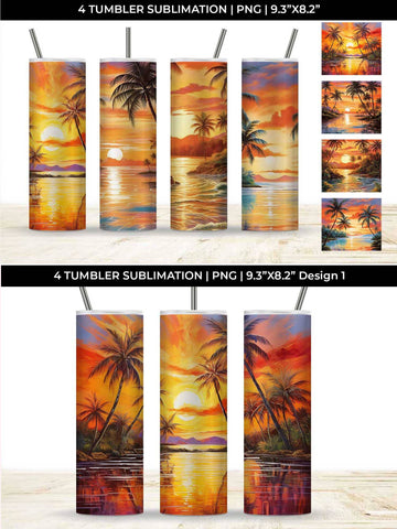 Sunset Palms Tumbler: Beach Paradise, Sunset Serenity, Tropical Escape Sublimation Sintegra 