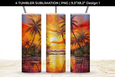 Sunset Palms Tumbler: Beach Paradise, Sunset Serenity, Tropical Escape Sublimation Sintegra 