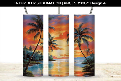 Sunset Palms Tumbler: Beach Paradise, Sunset Serenity, Tropical Escape Sublimation Sintegra 