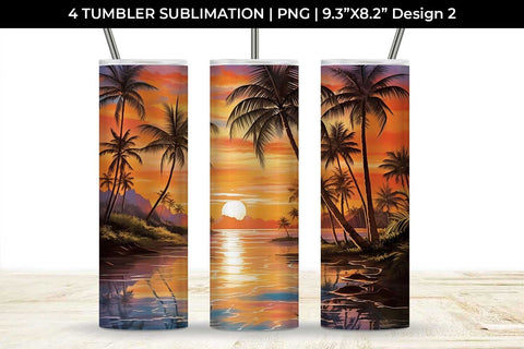 Sunset Palms Tumbler: Beach Paradise, Sunset Serenity, Tropical Escape Sublimation Sintegra 