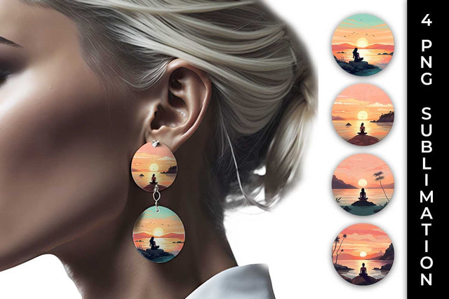 Sunset Serenity - Yoga Earrings Sublimation Bundle Sublimation Sintegra 