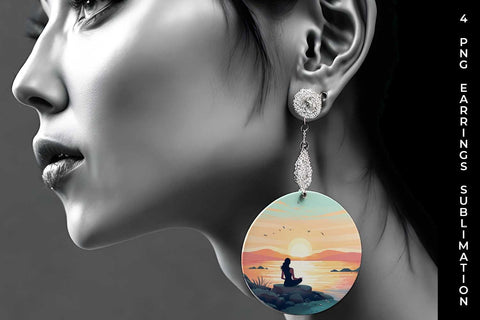 Sunset Serenity - Yoga Earrings Sublimation Bundle Sublimation Sintegra 