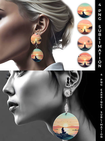 Sunset Serenity - Yoga Earrings Sublimation Bundle Sublimation Sintegra 