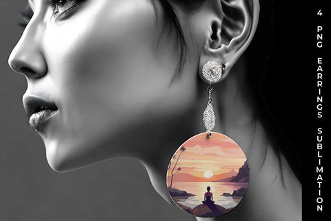 Sunset Serenity - Yoga Earrings Sublimation Bundle Sublimation Sintegra 