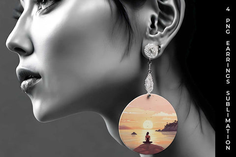 Sunset Serenity - Yoga Earrings Sublimation Bundle Sublimation Sintegra 