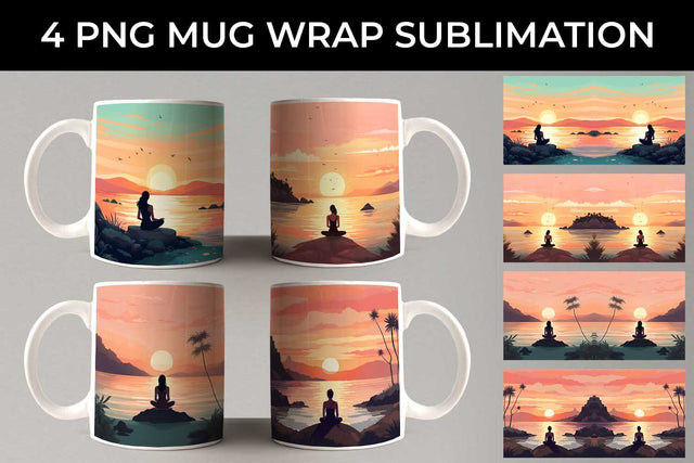 Sunset Serenity - Yoga Mug Wrap Sublimation Bundle Sublimation Sintegra 