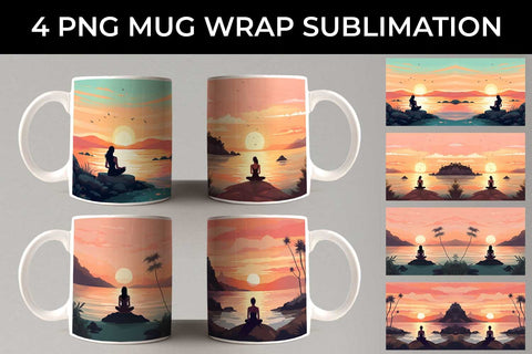 Sunset Serenity - Yoga Mug Wrap Sublimation Bundle Sublimation Sintegra 