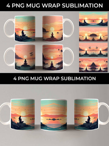 Sunset Serenity - Yoga Mug Wrap Sublimation Bundle Sublimation Sintegra 