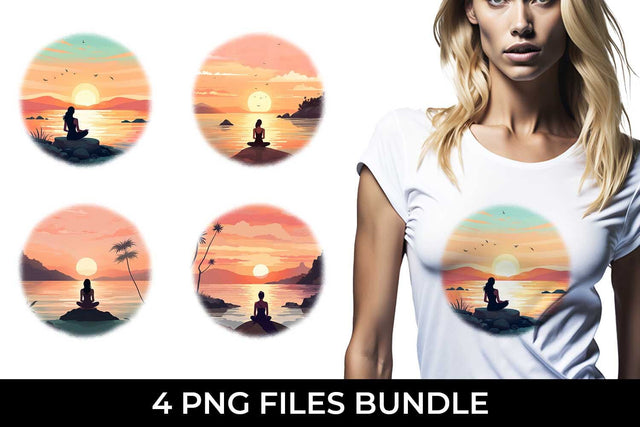 Sunset Serenity - Yoga T-Shirt Sublimation Bundle Sublimation Sintegra 
