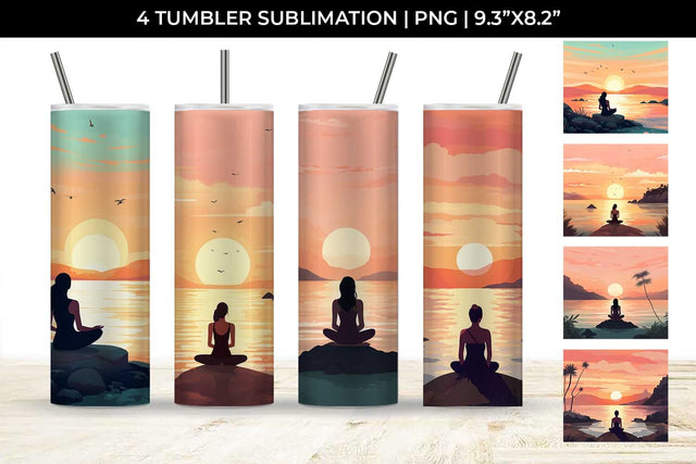 Sunset Serenity - Yoga Tumbler Wrap Bundle Sublimation Sintegra 