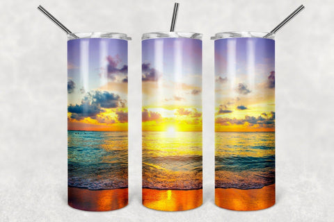 Sunset Tumbler Design, Beach 20oz Sublimation Tumbler PNG Sublimation TumblersByPhill 