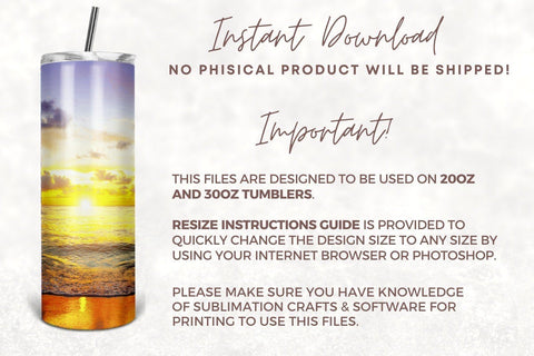 Sunset Tumbler Design, Beach 20oz Sublimation Tumbler PNG Sublimation TumblersByPhill 