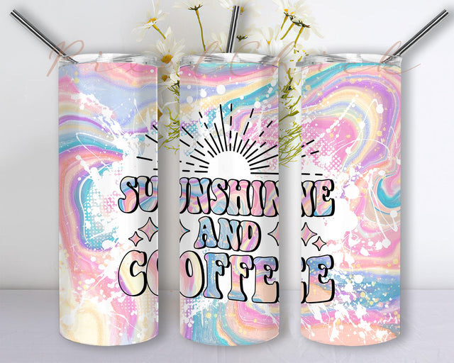 Sunshine and coffee Tumbler PNG, Bright Summer Tumbler Wrap PNG Seamless Sublimation Designs Downloads Sublimation PixelChick 