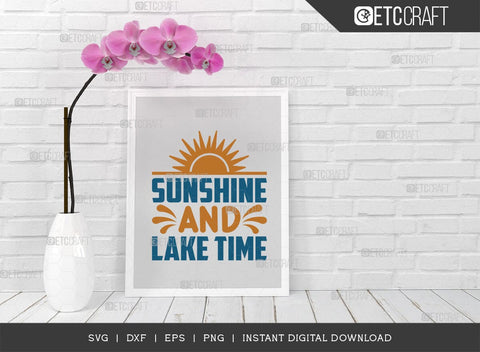 Sunshine And Lake Time SVG Cut File, Lake Svg, Lake Life Svg, Canoe Svg, Kayak Life Svg, Kayak Saying Svg, Lake Quotes, TG 00958 SVG ETC Craft 