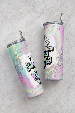 Sunshine Coffee Summer Tumbler Wrap PNG Funny Sublimation Designs Downloads - Skinny 20oz - PNG 2022 Sublimation CaldwellArt 