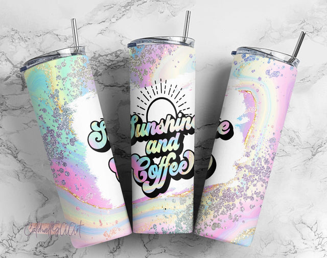Sunshine Coffee Summer Tumbler Wrap PNG Funny Sublimation Designs Downloads - Skinny 20oz - PNG 2022 Sublimation CaldwellArt 