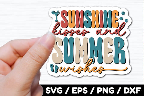 Sunshine kisses and summer wishes Retro stickers SVG akazaddesign 