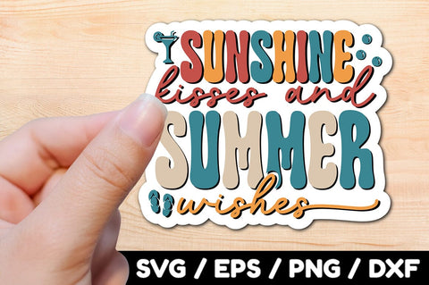 Sunshine kisses and summer wishes Retro stickers SVG akazaddesign 