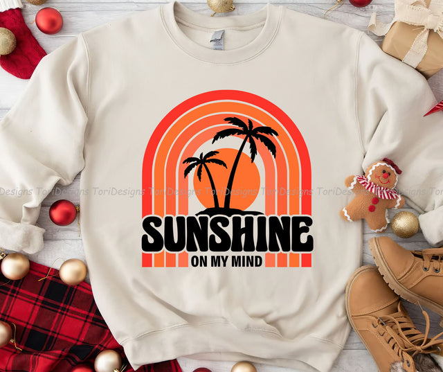 Sunshine On My Mind PNG, Sunshine Design Png, Beach Motivational, Sunshine Vintage Sublimations, Positive Summer png, Retro Summer png, Sublimation ToriDesigns 