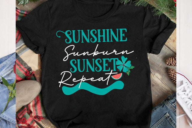 Sunshine Sunburn Sunset Repeat SVG Cut File, Aloha Summer SVG Cut File,Aloha Summer SVG Design, Summer SVG Quotes, Summer Sublimation PNG,Funny Summer SVG Bundle,Summer SVG Bundle, Beach Quotes, Vacation t shirt SVG BlackCatsMedia 