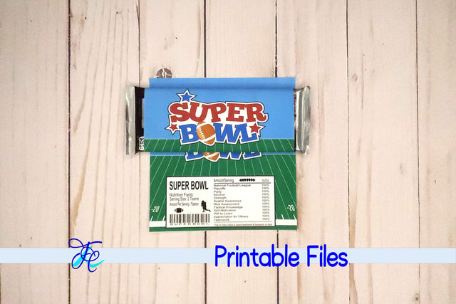 Super Bowl Candy Bar Wrapper v4 3D Paper Family Creations 